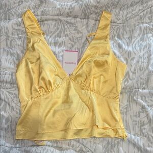 Beginning Boutique Yellow Satin Top